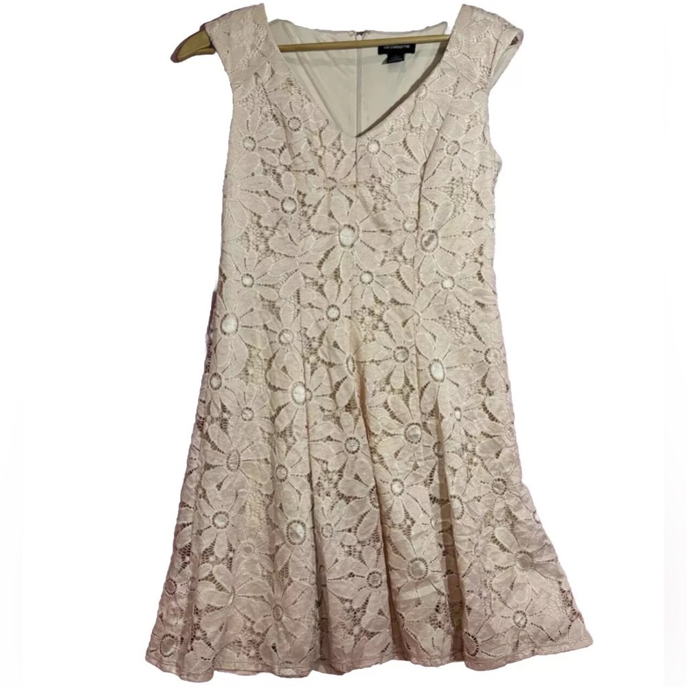 Liz Claiborne light pink sleeveless Crochet Dress size 8 whimsical
